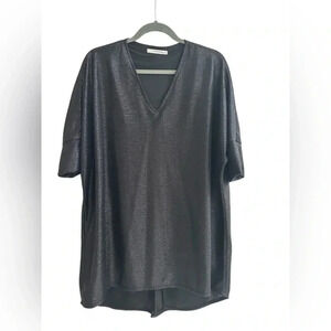 Caramela Black Sparkle Holiday Shimmer Oversized Tunic Size Small - EUC